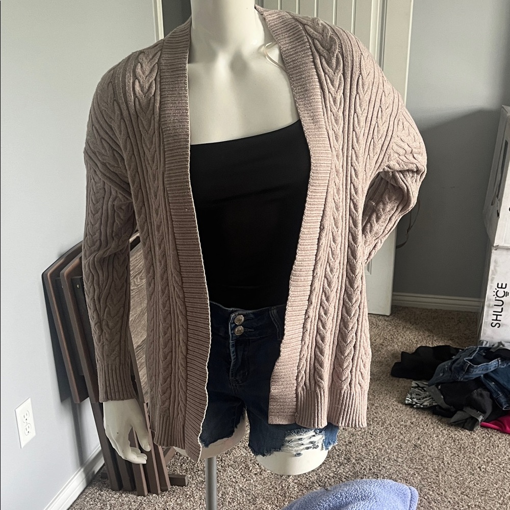 Cyrus Cable Knit Cardigan - Taupe